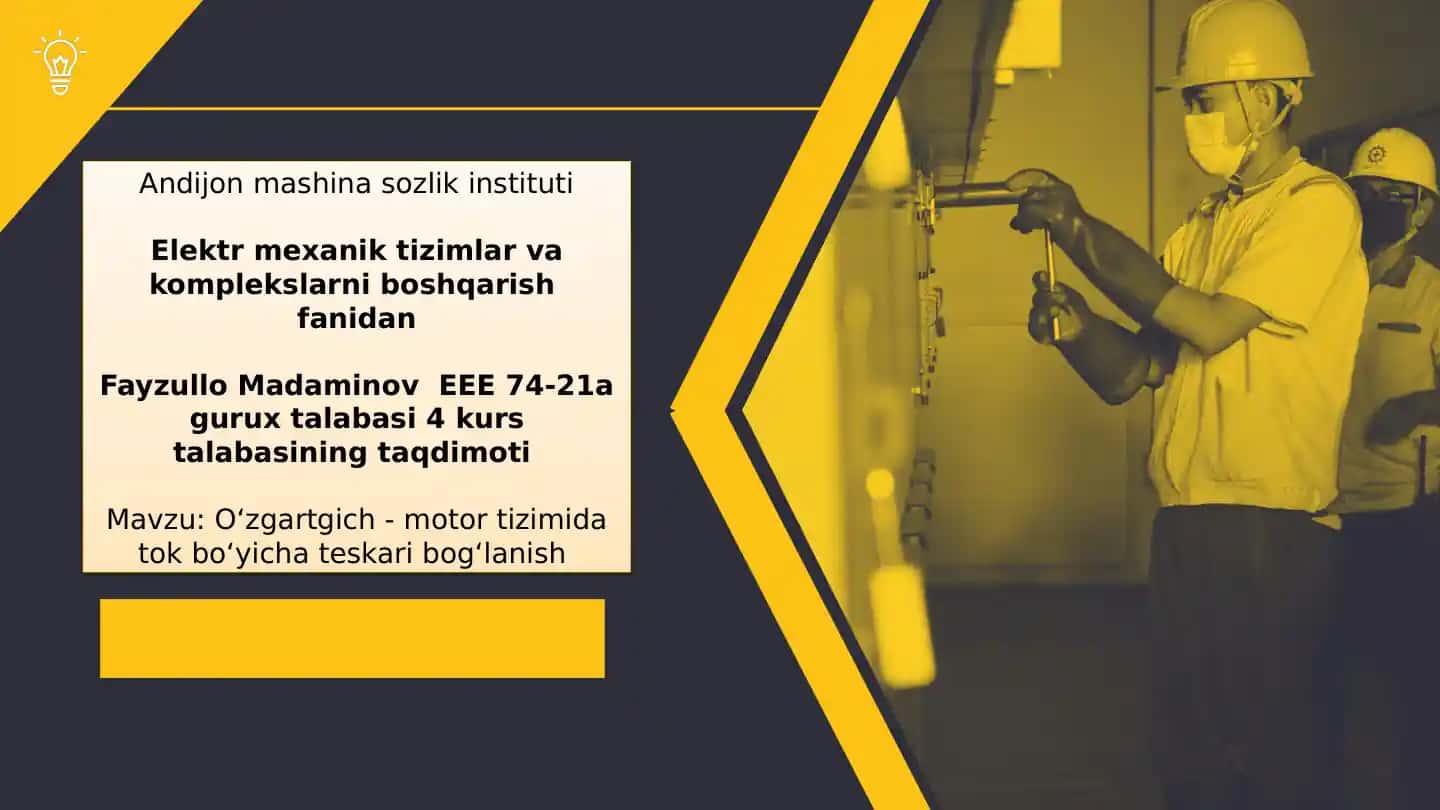 Elektr mexanik tizimlar va komplekslarni boshqarish
