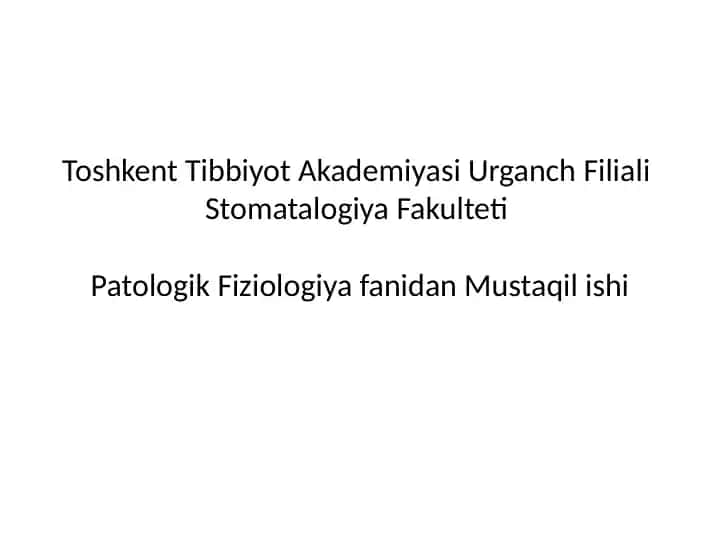 Organizm shikastlanishiga nisbatan maxalliy va umumiy reaksiyalari