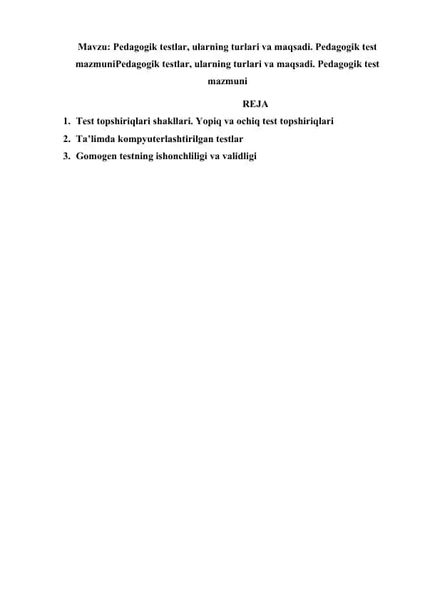 Pedagogik testlar