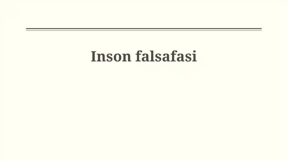Inson mohiyati va o'rni