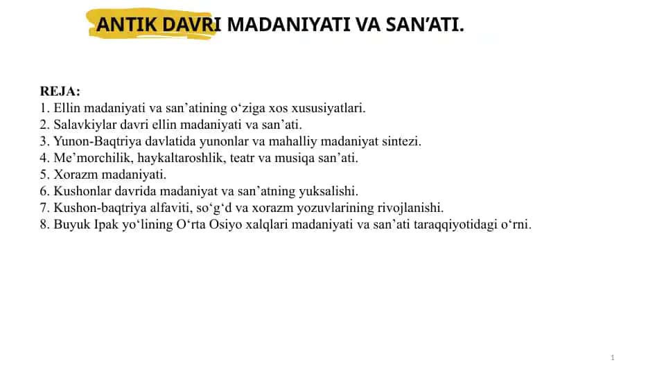 Antik Davri Madaniyati va San'ati