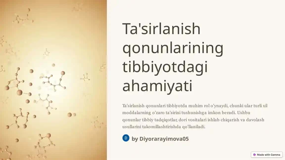 Ta'sirlanish qonunlarining tibbiyotdagi ahamiyati