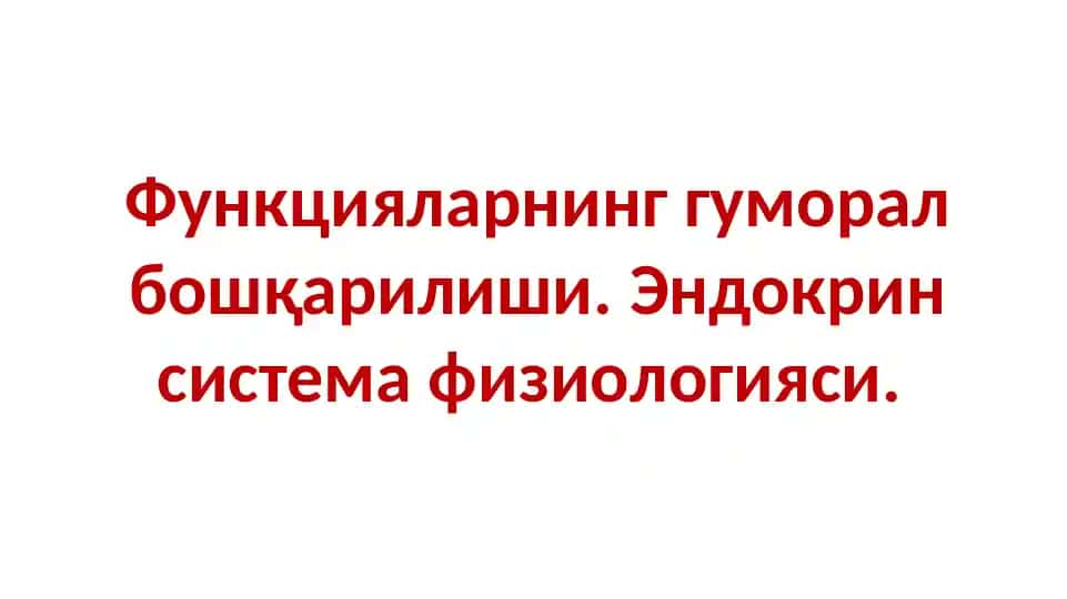 Эндокрин система физиологияси