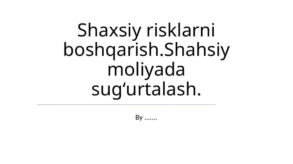Shaxsiy xavfni boshqarish