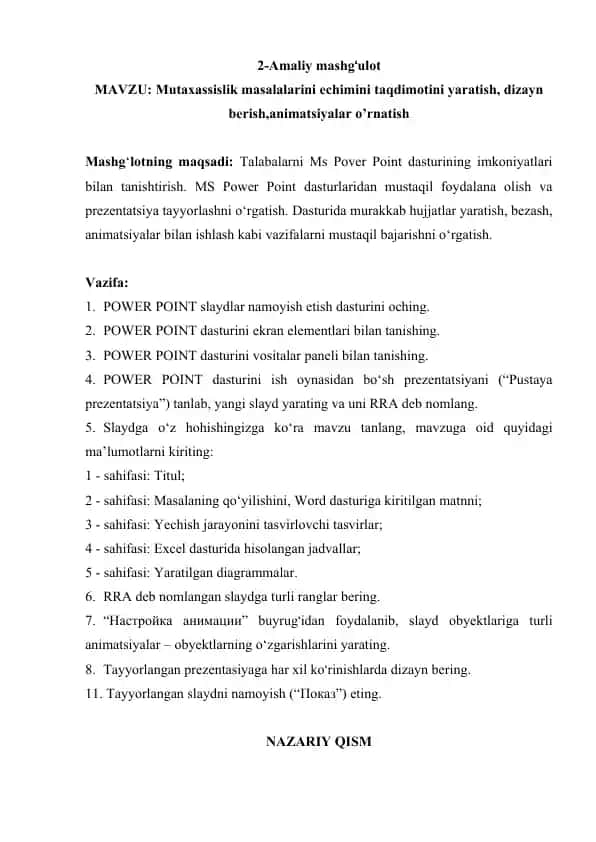 MS Power Point dasturi