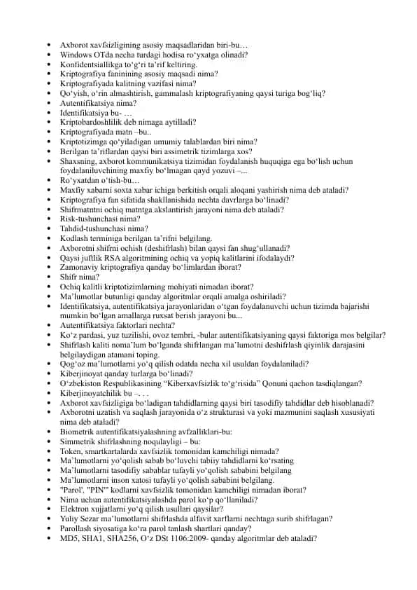 Kriptografiya fanining asosiy konseptlari