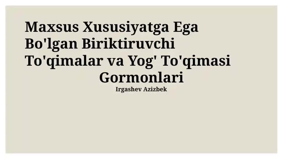 Yog' To'qimasining Gormonlari va Ularning Ta'siri