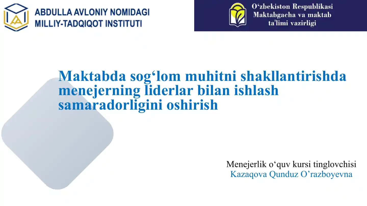 Menejerlik o‘quv kursi tinglovchisi