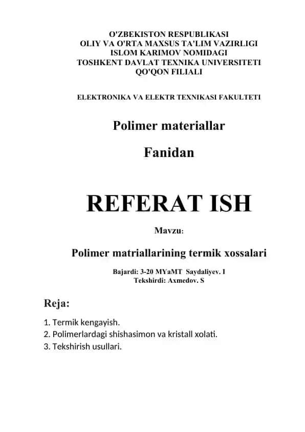 Polimer materiallar