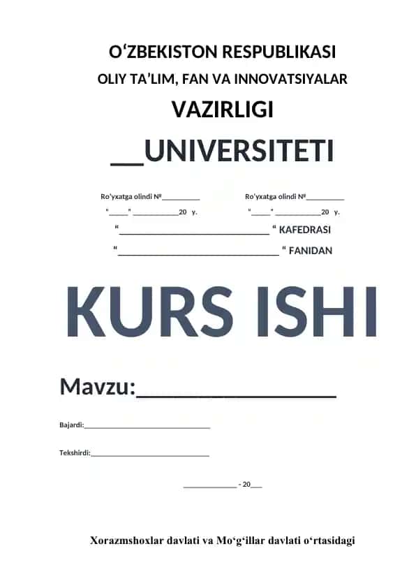 Xorazmshohlar davlati tarixi bo‘yicha kurs ishi