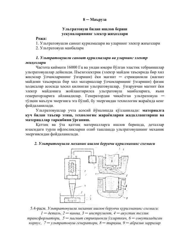 Ультратовуш билан ишлов бериш