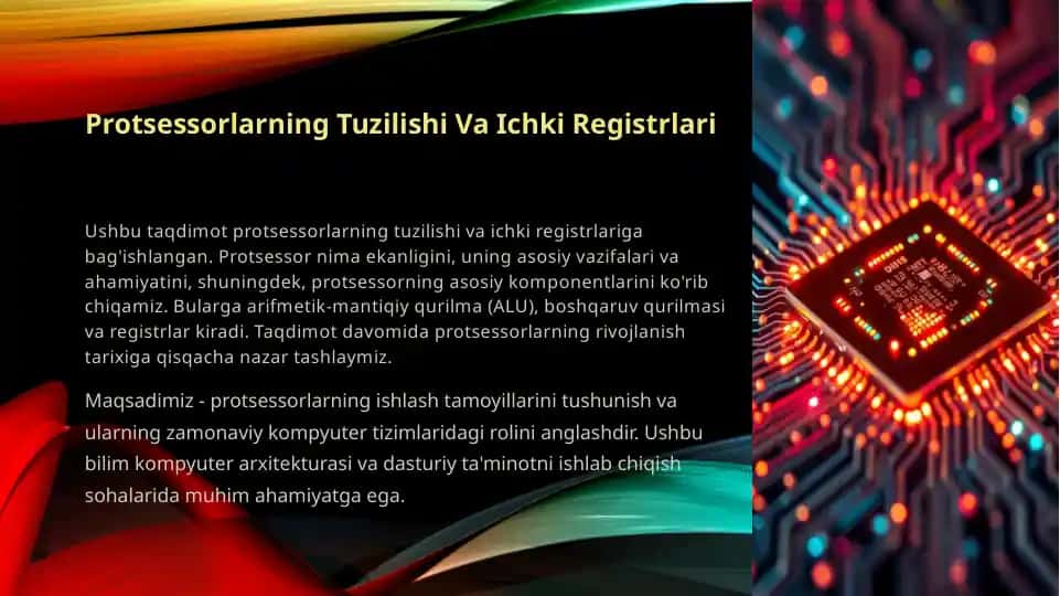 Protsessorlarning Tuzilishi va Ichki Registrlari