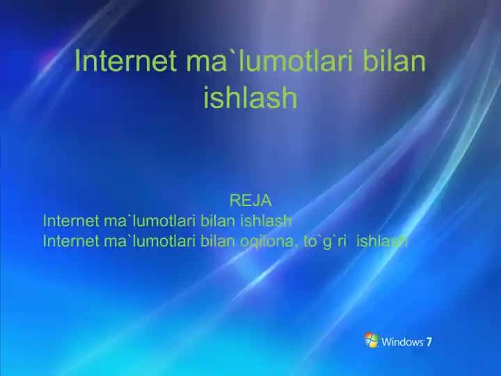 Internet ma`lumotlari bilan ishlash