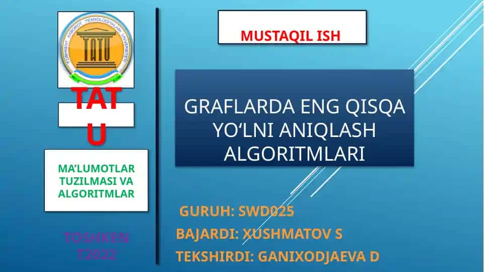 Graflardaengqisqayo‘lnianiqlashalgoritmlari