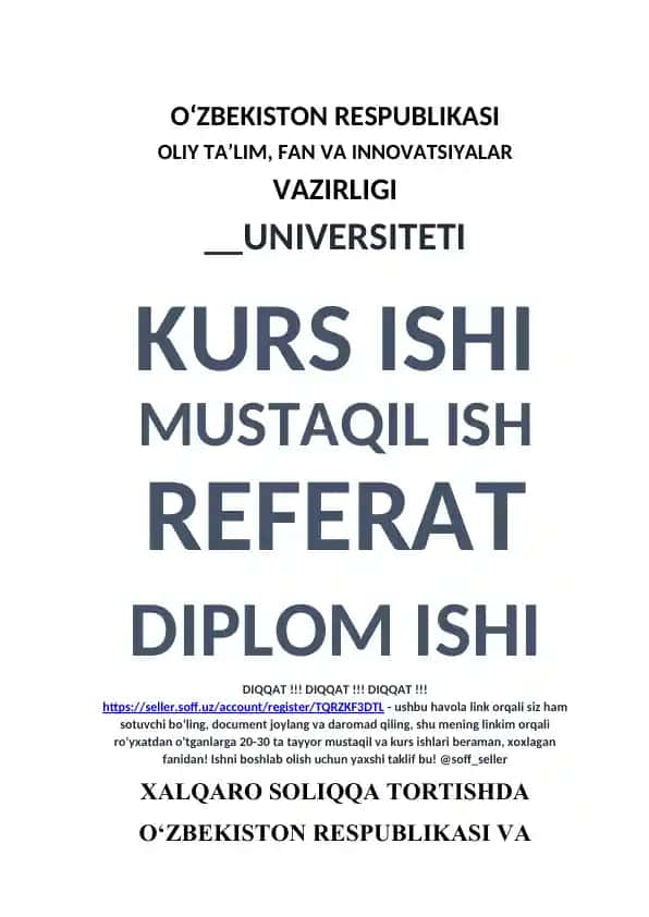 O‘zbekiston Respublikasi va Bahrayn Qirolligi o‘rtasidagi ikkiyoqlama soliqqa tortish bitimi (referat)
