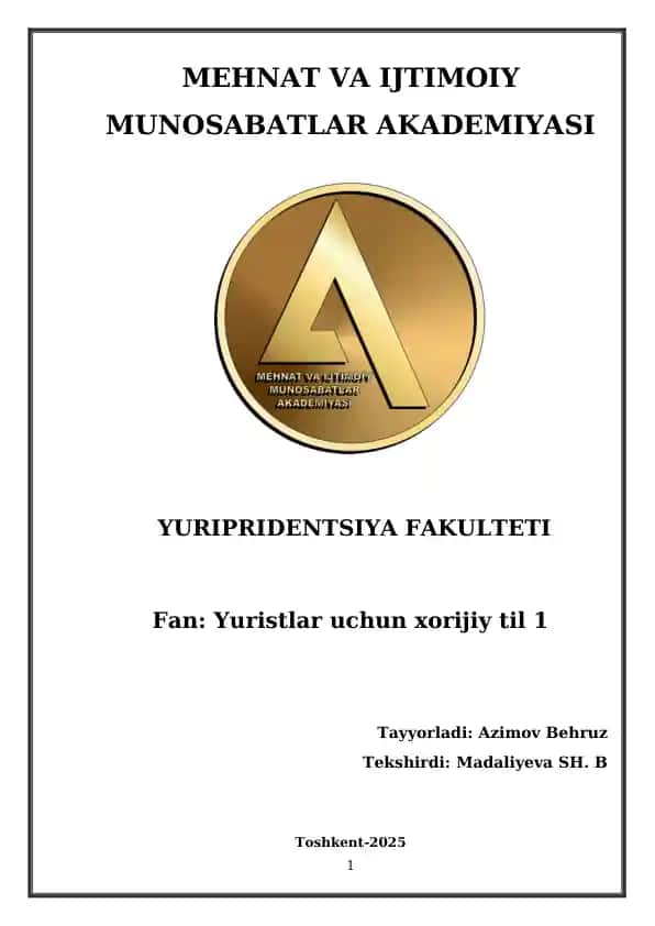 Yuristlar uchun xorijiy til 1