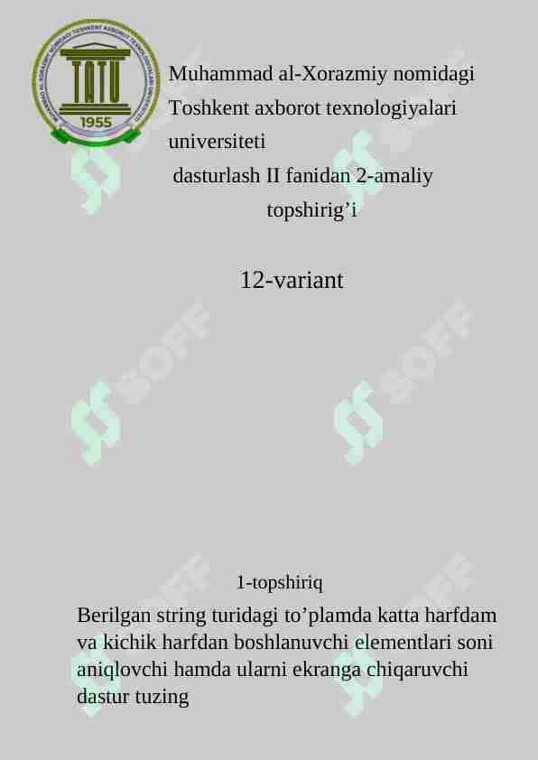 12-variant C++ dasturlash tilidan mustaqil ish