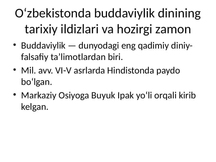 Oʻzbekistonda buddaviylik dini taʼlimoti