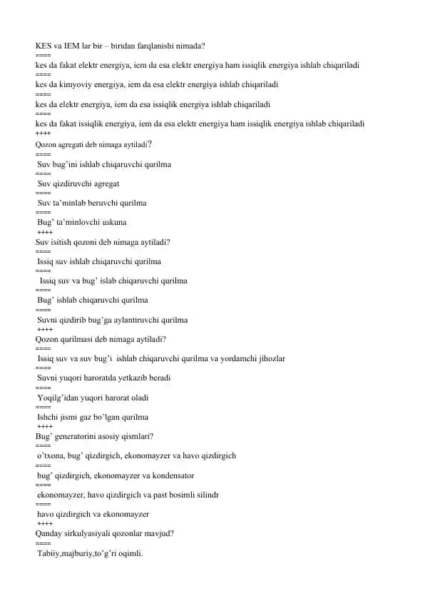 Elektr energiya va issiqlik energiya modullari