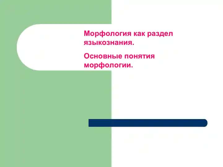 Морфология как раздел языкознания