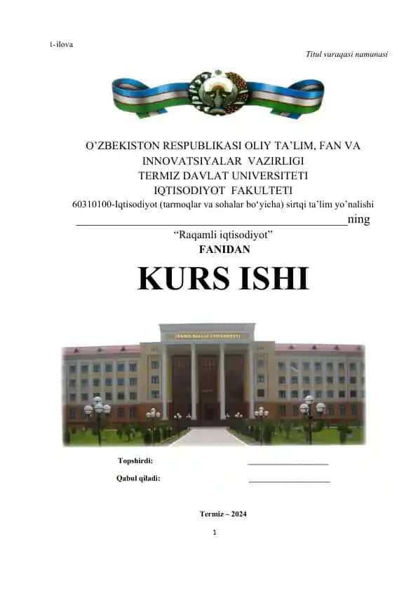 Raqamli iqtisodiyot kurs isi