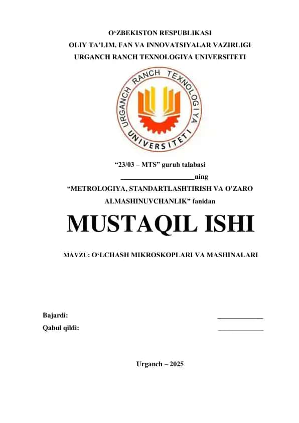 O‘LCHASH MIKROSKOPLARI VA MASHINALARI