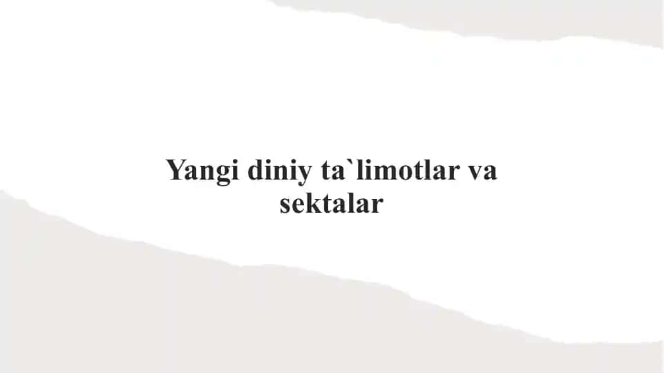 Diniy ta'limotlar va sektalar