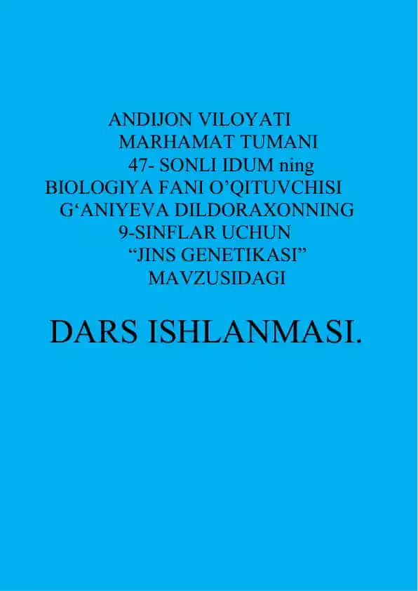 "Jins genetikasi dars ishlanmasi"