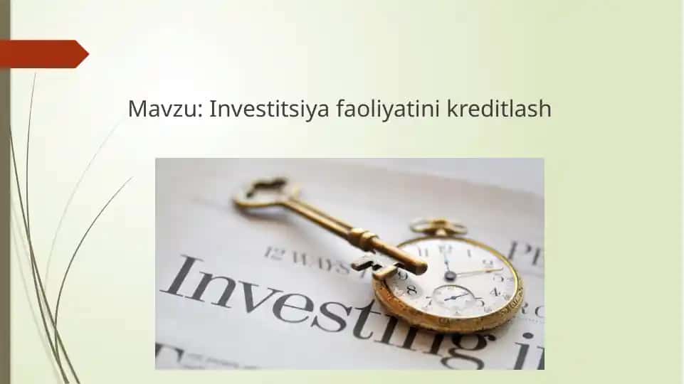 Investitsiya faoliyatini kreditlash