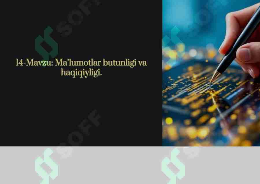 Ma'lumotlarni butunligi va haqiqiyligini baholash