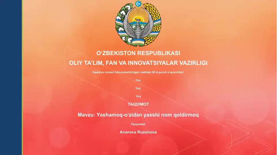 Yashamoq-oʻzidan yaxshi nom qoldirmoq