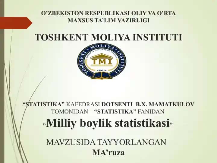"Milliy boylik statistikasi"