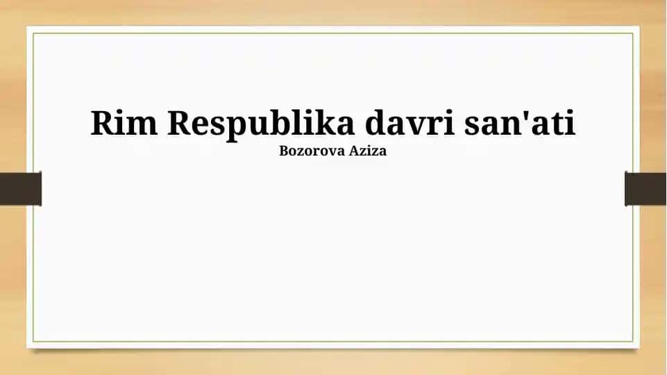 Rim Respublika davri san'ati