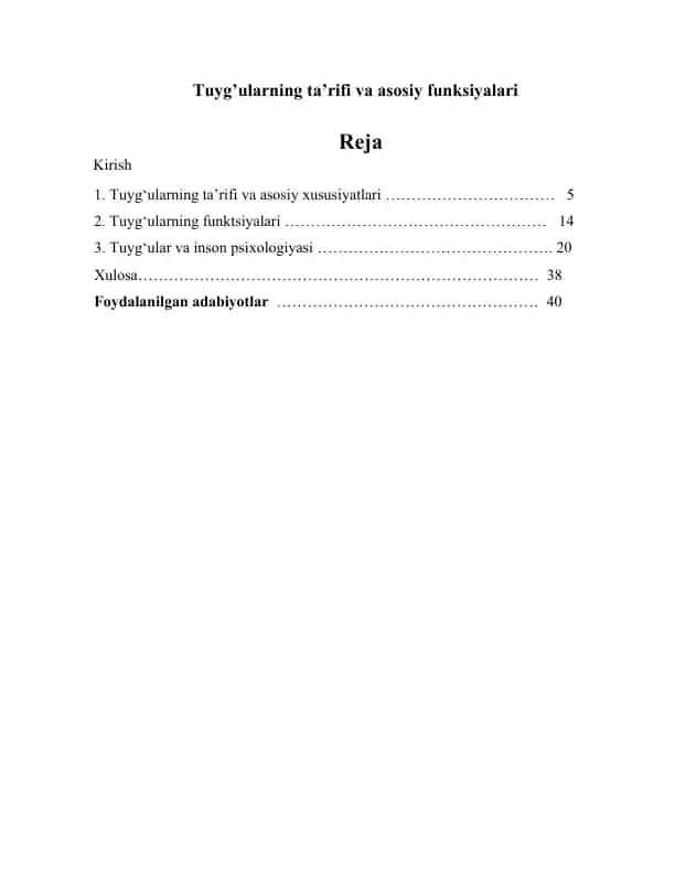 Tuyg’ularning ta’rifi va asosiy funksiyalari