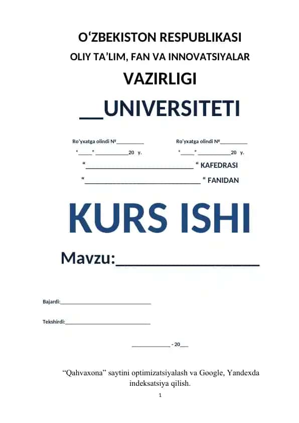 SEO va veb-sayt optimizatsiyasi bo‘yicha kurs ishi