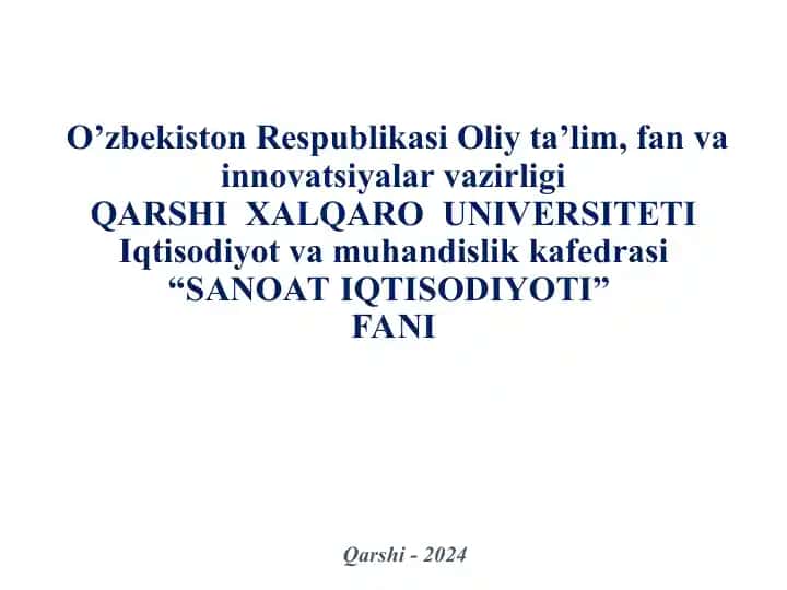 Sanoat iqtisodiyoti darslik