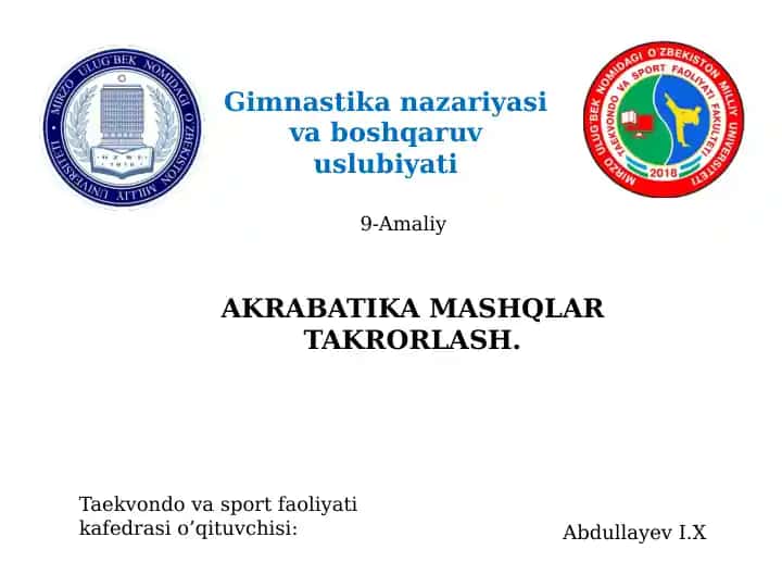 Gimnastika nazariyasi va boshqaruv uslubi