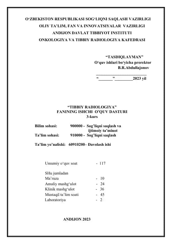 Ishchi o'quv dasturi