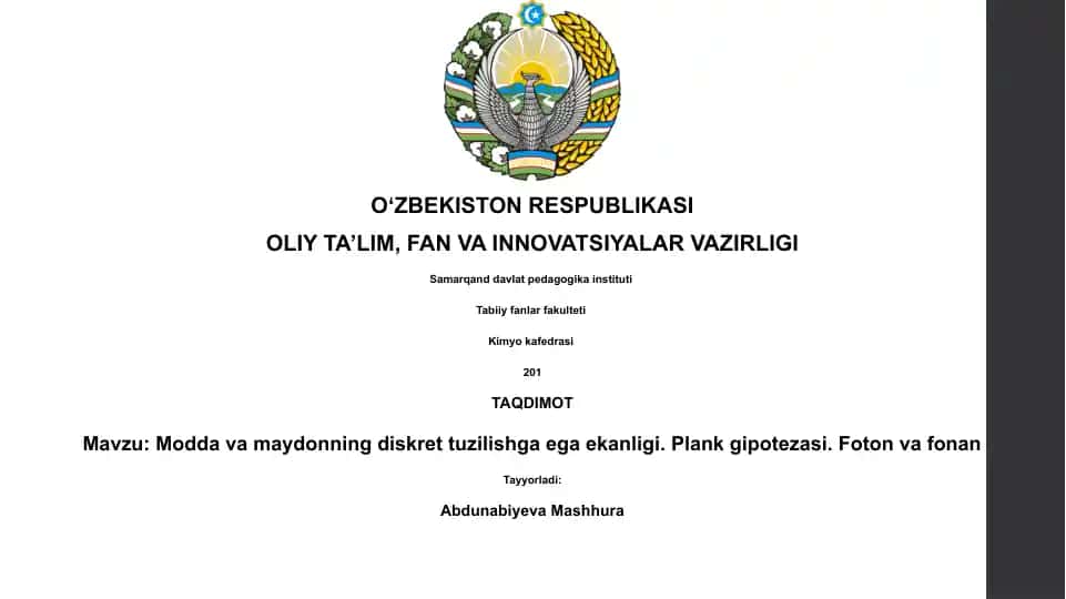 Modda va maydonning diskret tuzilishi