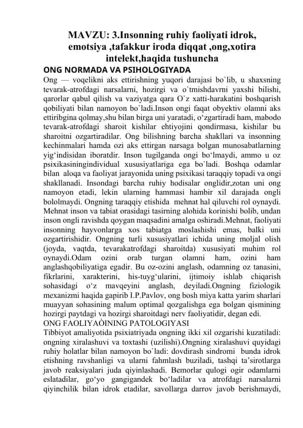 ONG NORMADA VA PSIHOLOGIYADA