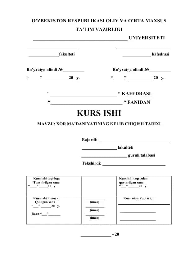 Xor madaniyatining kelib chiqish tarixi