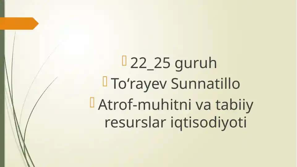Atrof-muhitni vatabiiy resurslariqtisodiyoti