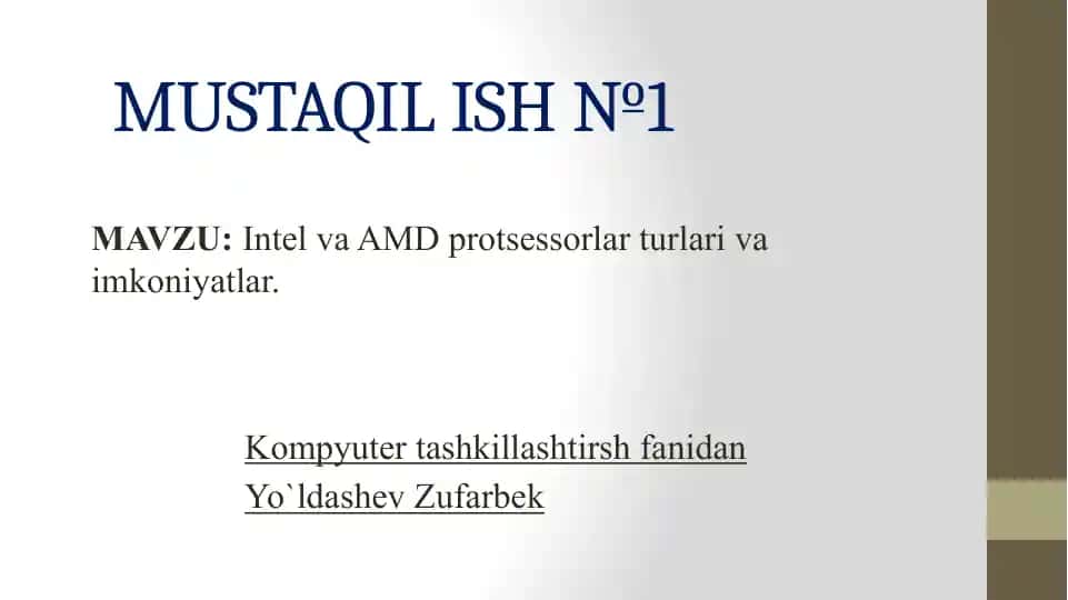Intel va AMD protsessorlar turlari va imkoniyatlar