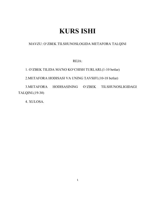 O‘ZBEK TILSHUNOSLOGIDA METAFORA TALQINI