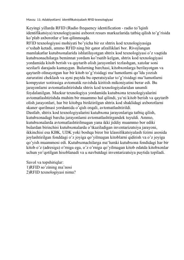 RFID tekhnologiyasi