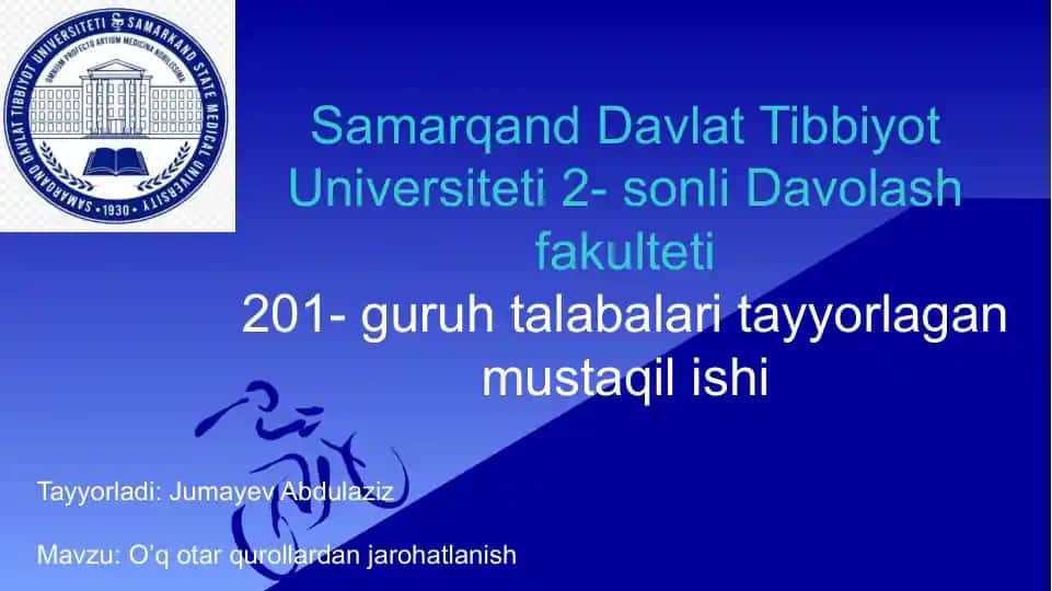 O’q otar qurollardan jarohatlanish