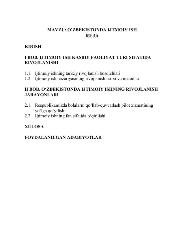 O`zbekistonda ijtimoiy ish