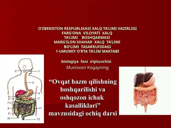 Ovqat Hazm Qilishning Boshqarilishi