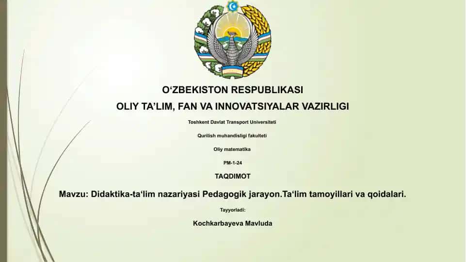 Didaktika-ta‘lim nazariyasi Pedagogik jarayon