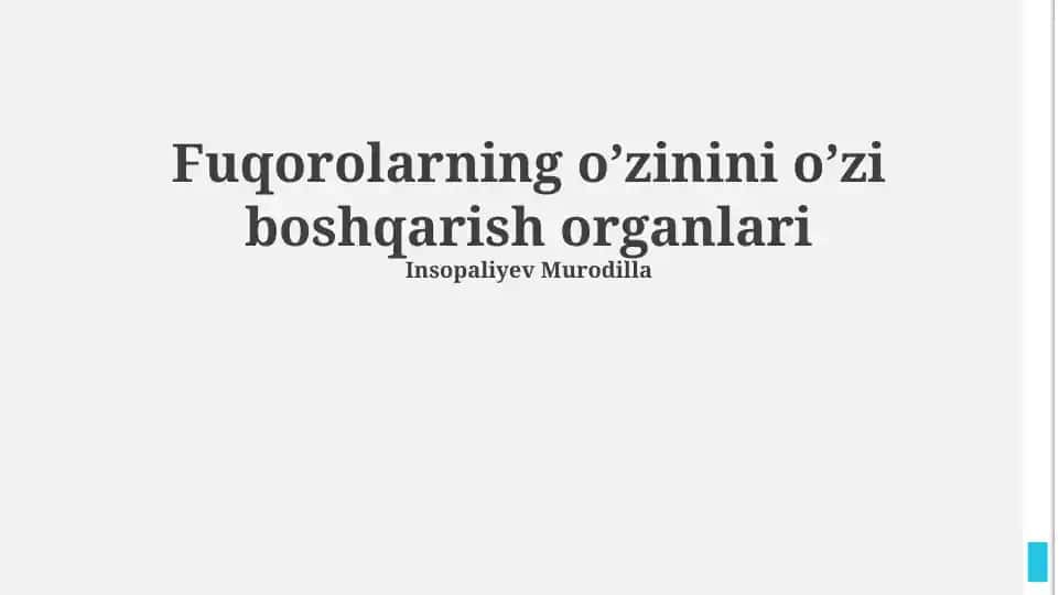 Fuqorolarning o’zinini o’zi boshqarish organlari